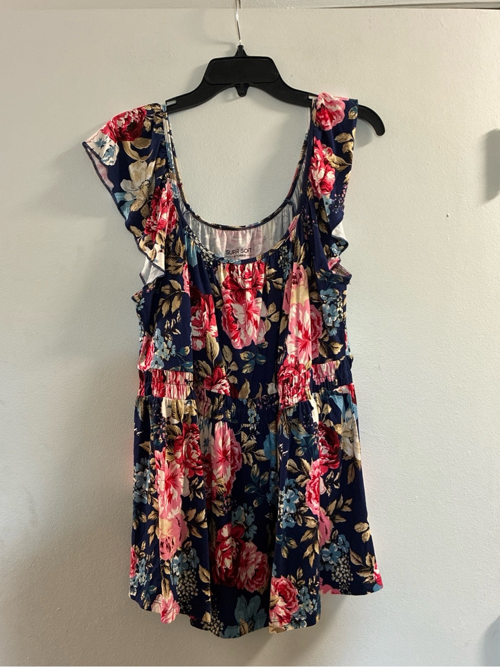 torrid Navy Floral Jersey Tank with Pink Roses XXL